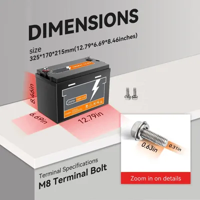Productafbeelding van LiFePO4 Batterij - Lithium-IJzerfosfaat Accu - 12,8V Accu - 100Ah Batterij - BMS Beveiliging