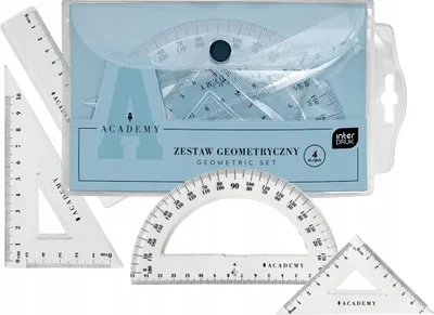 Produktbild von GEOMETRIE-SET IM ETUI: Lineal, Winkelmesser, Geodreieck, Interdruk, 4-teilig