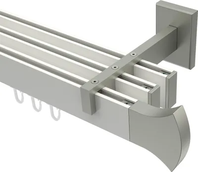 Produktbild von Interdeco Innenlaufstange / Gardinenstange mit Innenlauf Weiß / Edelstahl-Optik, Typ Smartline Conex (Rundung), 14x35 mm 3-läufig, 280 cm