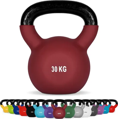 Produktbild von Famanu Neopren Kettlebell 2-30 kg mit Übungsposter - Verschiedene Farben