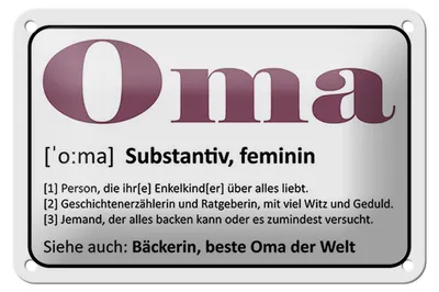 Produktbild von Blechschild Spruch 18x12cm Oma Bäckerin beste Oma Welt