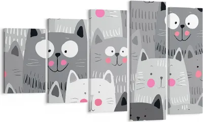 Produktbild von Bild auf Leinwand - Leinwandbild - Kittys Tiere Illustration - 100x60cm - Wand Bild - Wanddeko - Leinwanddruck - Bilder - Kunstdruck - Wanddekoration - Leinwand bilder - Wandkunst - EG100x60-2890