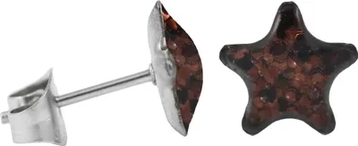 Produktbild von Ohrstecker Chirurgenstahl glitzernder Stern Farbe - Braun