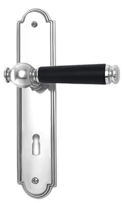 Produktbild von Enrico R984 GHIDINI Türdrücker-Langschild-Garnitur, M4 Handhabe Holz schwarz (Lochung: BB, Entfernung: 72mm, Türstärke: 38 - 42 mm, Oberfläche: Messing M4 - glanzchrom) Lochung: BB Entfernung: 72mm Türstärke: 38 - 42 mm Oberfläche: Messing M4 - glanzchrom