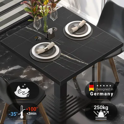 Produktbild von BRASIL | Gastro Tischplatte | B:T 60 x 60 cm | Schwarz Marmor | Quadratisch | Gastro Tischplatte