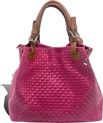 Produktbild von Handtasche pink braun Florence Tasche geprägtes Flechtmuster Leder D2OTF164P