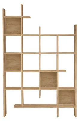 Image de Bibliothèque en bois « Manco » - 122 x 25 x 188 cm - chêne