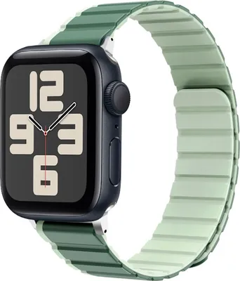 Obrázek produktu pro Pro Apple Watch SE 2023 44mm Dvoubarevný magnetický silikonový řemínek Green
