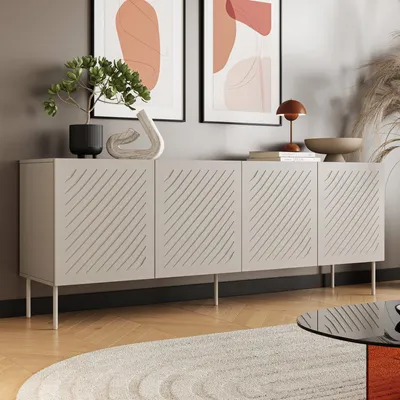 Image de Carema - Buffet, 201x42x75h cm Beige, 2 Étagères