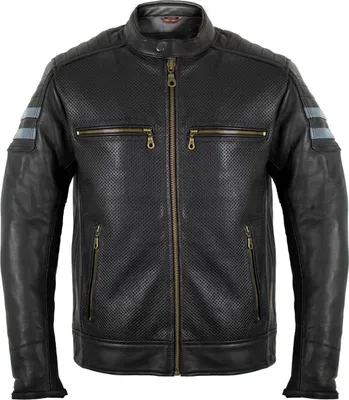 Produktbild von Perforierte Motorrad Lederjacke mit Protektoren Bikerjacke Retro Motorradjacke (S)