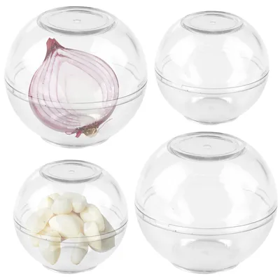 Frischhaltekugeln 4er-Set, 7 & 9 cm Ø, transparent, stapelbar