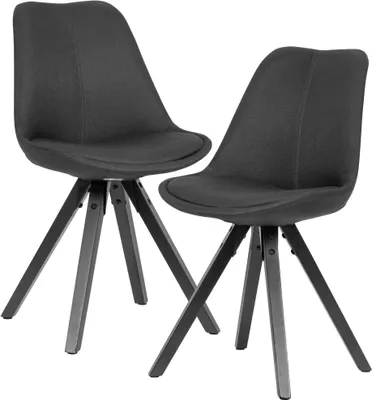 Produktbild von WOHNLING 2er Set Esszimmerstuhl Anthrazit mit schwarzen Beinen Stuhl Skandinavisch Polsterstuhl mit Stoff-Bezug Design Küchenstuhl gepolstert