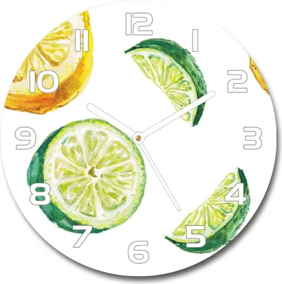 Produktbild von Wanduhr aus Glas 30fi Glasbild Glasuhr Gehärtetes Glas - weisse-zeiger - Lemon and lime