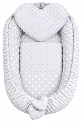 Immagine prodotto di Nido per neonato New Baby, con coperta, in tessuto Minki Serduszko grigio