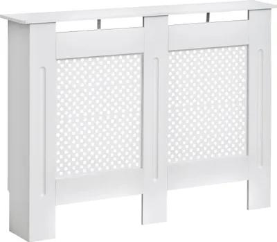 Produktbild von Heizkörperverkleidung - Holz - Modernes Design - Belüftete Lamellenfront - Für Elektroheizkörper - 111,5 x 19 x 82 cm