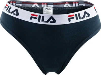 Zdjęcie produktu dla FILA Damskie figi brazylijskie – majtki, pas z logo, bawełna z Elasthanem, jednokolorowe, rozmiary XS–XL, kolor granatowy