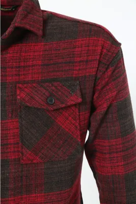 Zdjęcie produktu dla Koszula flanelowa H-263 Koszula flanelowa w kratę Koszula męska Lumberjack Bawełna Bordeaux XL