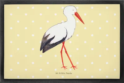 Produktbild von Mr. & Mrs. Panda Fußabstreifer Storch 60 x 90 cm - Gelb Pastell - Geschenk, Störche, Fussmatte, Schmutzmatte, Mutter, Lustige Sprüche, Schmutzfangmatte, fußmatte, Mütter