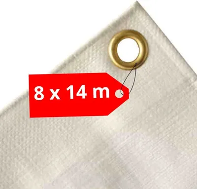 Produktbild von Abdeckplane mit Ösen 8 x 14 (112m²) 280 g/m² Gewebeplane Gartenplane Abdeckplane weiss