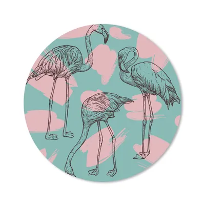 Produktbild von MuchoWow® Mauspad Mousepad Eine Illustration von Flamingos vor einem blauen Hintergrund in Pop-Art-Manier 30x30 cm - Mousepads - Maus Mat - Pad - Mausunterlage - Tischunterlage - Schreibtischmatten