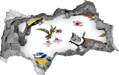 Produktbild von Selbstklebender Loch-3D-Aufkleber 95x73 cm Vogel Kirschblüten