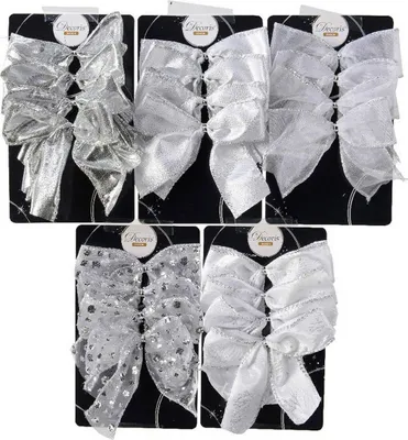 Produktbild von Silberner Weihnachtsschmuck Set Schleifen