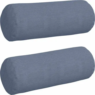 Obrázok produktu pre vidaXL Vankúšik Bolster 2 kusy modrý Ø 25 x 70 cm manšestrová látka