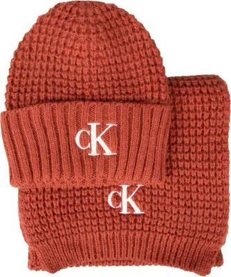 Produktbild von Damenset aus Schal und Mütze von CK CALVIN KLEIN JEANS mit aufgesticktem Logo aus Wollmischung in Geschenkbox, Artikel ZW0ZW02358, UNICA - ONE SIZE, Lana 20%,Acrilica 60%,Alpaca 20%