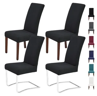 Produktbild von Stuhlhussen 4er Set Stretch Waschbar Schwarz für Esszimmerstühle