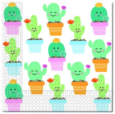 Produktbild von 20 Happy Kaktus Servietten 33cm
