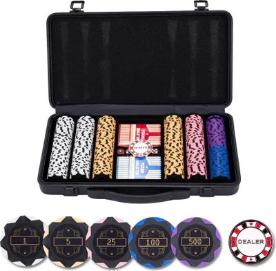Produktbild von Pokerset im schwarzen Koffer – 300 Wertchips (14 Gramm)