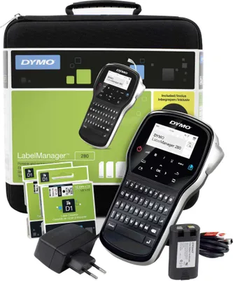 Produktbild von DYMO LabelManager 280 Wiederaufladbares Beschriftungsgerät im Koffer | Tragbares Etikettiergerät mit QWERTZ Tastatur | mit PC- oder Mac-Schnittstelle | für DYMO Schriftbänder in 6, 9 und 12mm Breite