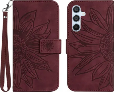 Produktbild von Samsung Galaxy A17 Hülle - Coverup Sonnenblume Klapphülle mit Schlüsselband - Bordeaux