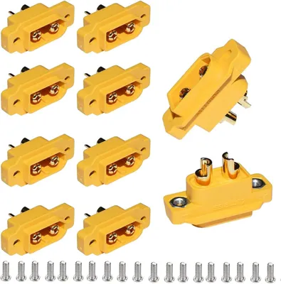 Image de 10x XT60E-M connecteurs pour accus RC Lipo - Connexion de haute qualité, sûre & stable - Pour drones, voitures RC, modélisme - Jaune, plastique