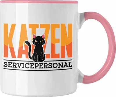 Produktbild von Trendation - Katzen Servicepersonal Tasse Geschenkidee Lustig Spruch Katzenbesitzer KatzenMama (Rosa)