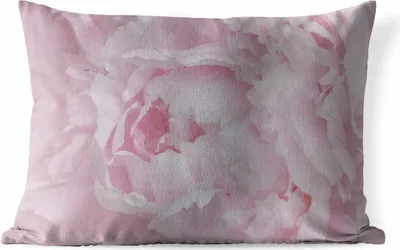 Produktbild von MuchoWow® Outdoor Kissen - Nahaufnahme und Draufsicht einer rosa Pfingstrose - 60x40 cm - Wetterfest - Lounge Kissen - Zierkissen - Kissen für Innenräume