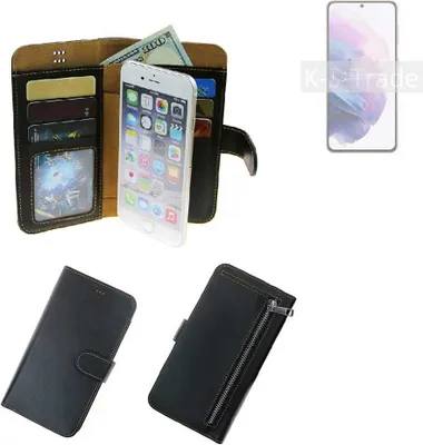 Produktbild von K-S-Trade Schutz Hülle kompatibel mit Samsung Galaxy S21 5G Exynos Klapphülle Case Phone cover Slim Handytasche Handy Hülle schwarz aus Kunstleder