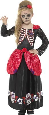 Produktbild von Day of the Dead Kleid Mädchen Deluxe 152