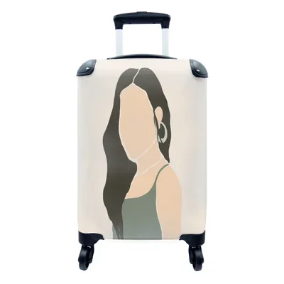 Produktbild von MuchoWow® Koffer Handgepäck Trolley Rollkoffer Kleine Reisekoffer mit 4 Rollen - Pastell - Frau - Porträt - Cabin Size < 55x40x23 cm & 55x40x20 cm - Fotokoffer - Kabinenkoffer - Boardgepäck - Reise-Box - Reisekoffer - Reisegepäck - Koffer mit Bild - Trolley für Kinder