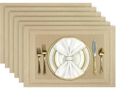 Produktbild von Platzset 6er Set PVC abwaschbar rutschfest hitzebeständig 30x45 cm gold