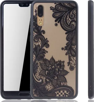 Produktbild von Handy Hülle Mandala für Huawei P20 Design Case Schutzhülle Motiv Blüte Cover Tasche Bumper Schwarz