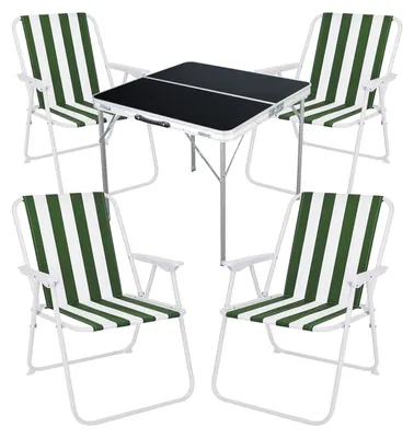 Image de set de 5 meubles de camping en aluminium L80xl80xH70cm vert et blanc