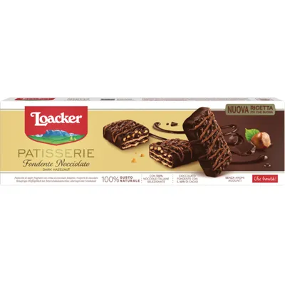 Zdjęcie produktu dla Loacker Fondente Nocciolato herbatniki waflowe z kremem czekoladowym 100g