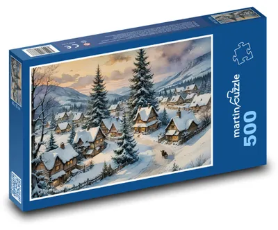 Zdjęcie produktu dla Puzzle 500 Zimowy czas w ośnieżonej wiosce - martinpuzzle