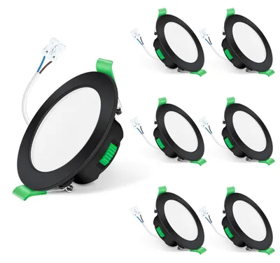 LED-Einbauspot IP65 dimmbar 7W Schwarz 6er-Set