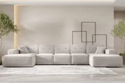 Produktbild von Wohnlandschaft Sofa U-Form CESINA XL in Stoff Ascot Bukla Creme