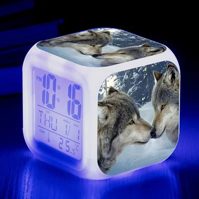 Produktbild von Wolf Wecker,Kinder Uhr,LED Night Nachttischwecker,Digitale Anzeige von Zeit und Temperatur,Snoozetaste Schlummerfunktion,8*8*8cm