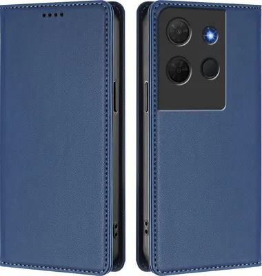 Image de Étui en cuir pour TCL 503, étui à rabat magnétique en cuirPolyuréthaneavec support, bleu foncé