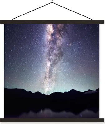 Produktbild von MuchoWow® Textilposter Universum - Galaxie - Sternenhimmel - Jungen - Mädchen - Kinder 120x120 cm mit schwarzem Rahmen - Aufhängungsset