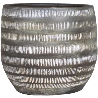 Produktbild von Floran Blumentopf - braun - matt - gerippt - Keramik - 14x11 cm
